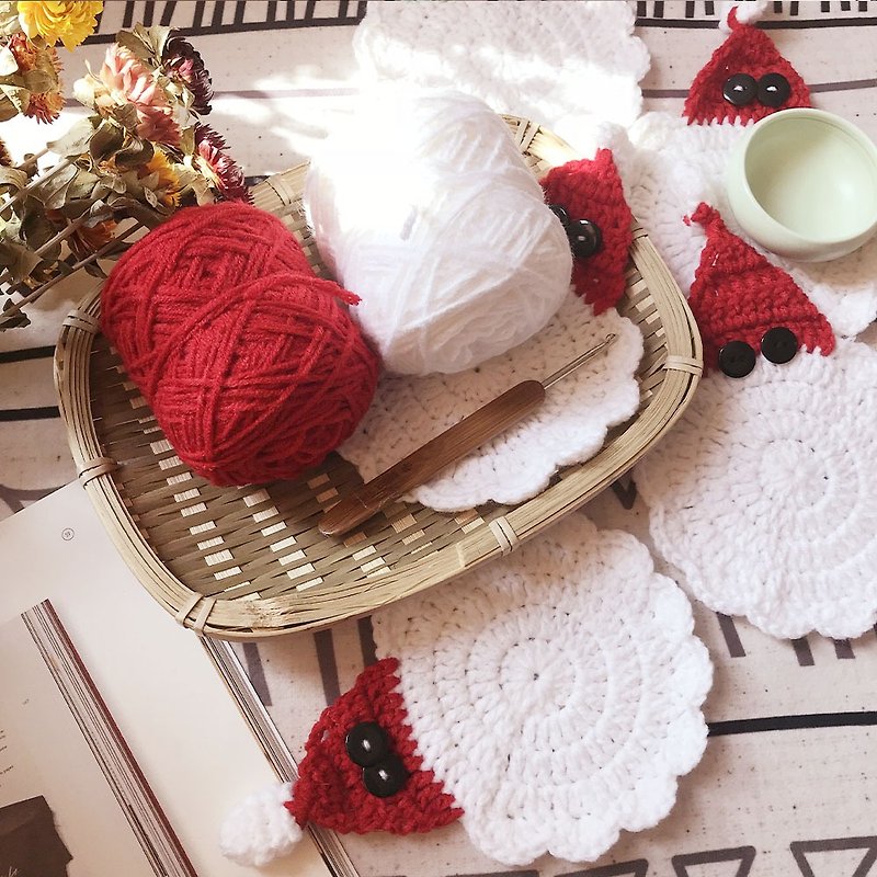 DIY material package woolen bag Santa Claus coaster wire imitation cashmere acrylic yarn - เย็บปัก/ถักทอ/ใยขนแกะ - ผ้าฝ้าย/ผ้าลินิน 