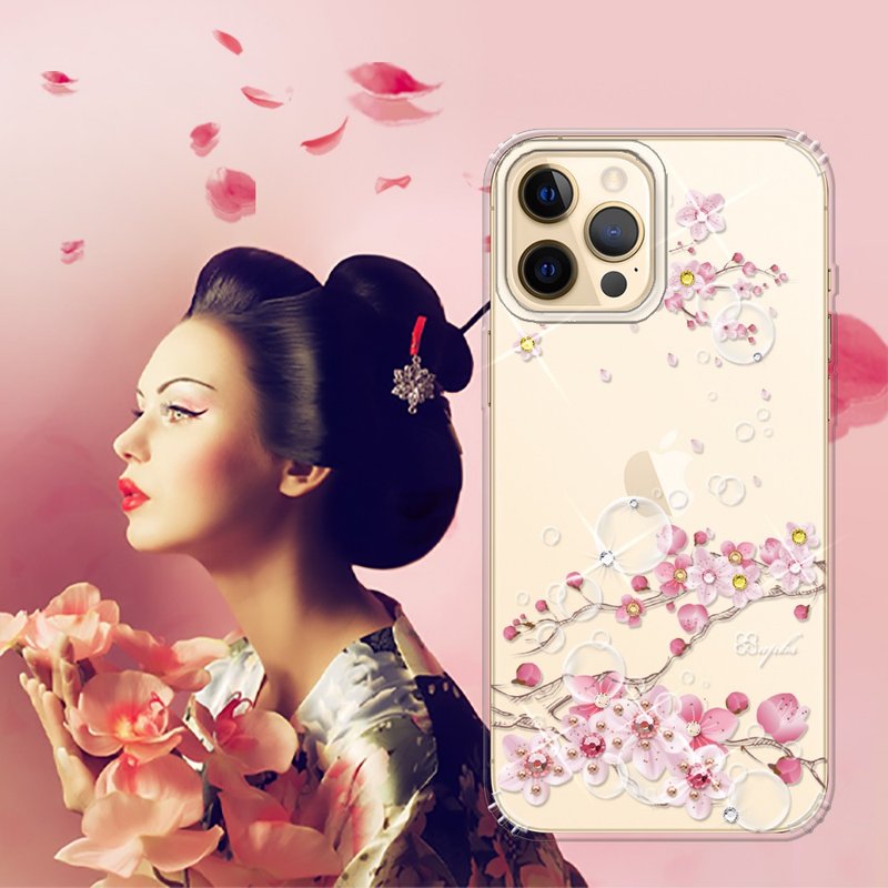 iPhone 12全系列 水晶彩鑽防震雙料手機殼-幻夢之櫻 - 手機殼/手機套 - 其他材質 多色