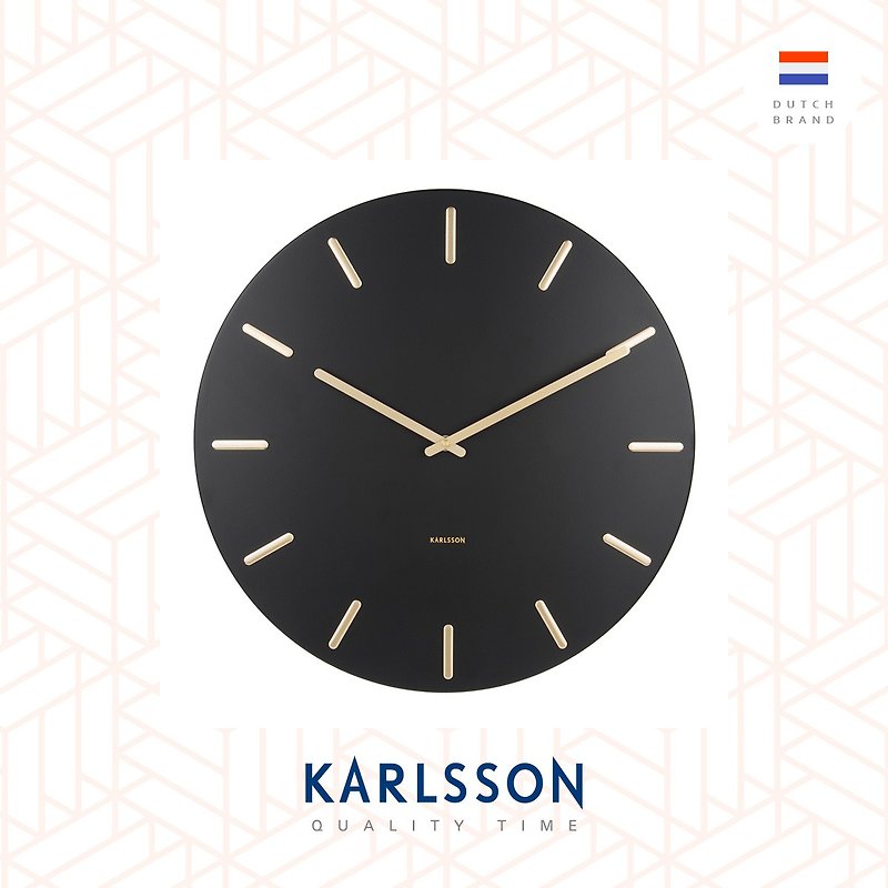 Karlsson Wall clock Charm steel black with gold battons - Clocks - Other Metals Black