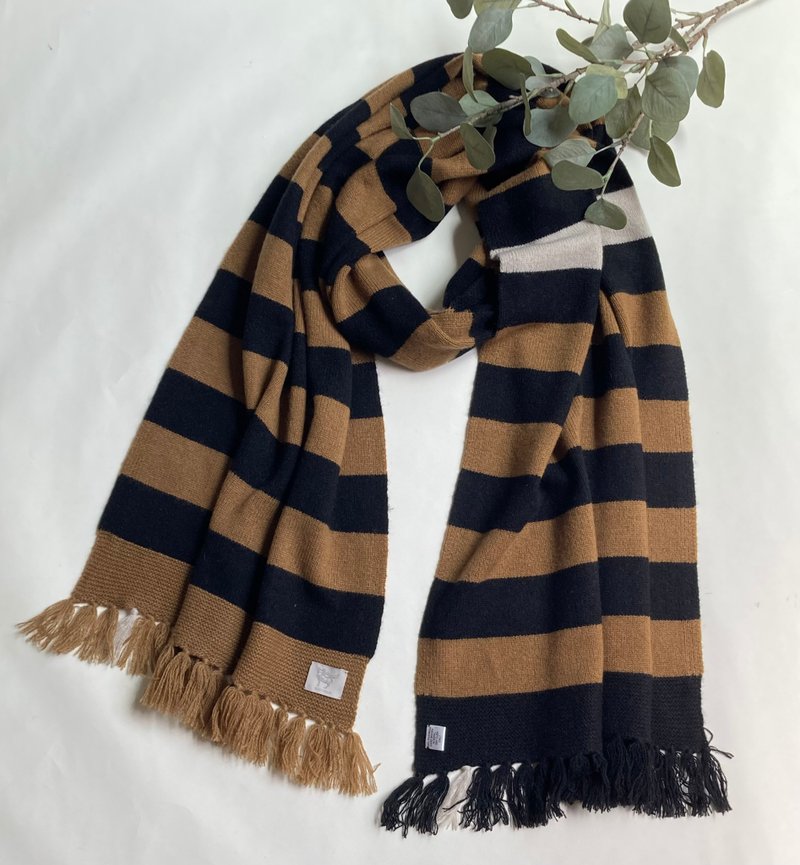 カシミヤニットロングマフラー - 絲巾 - 羊毛 咖啡色