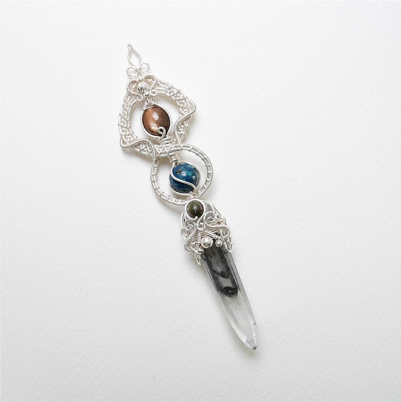 [Gaia Healing Blade] Silver Wire Weaving Crystal Wand - Items for Display - Gemstone Silver