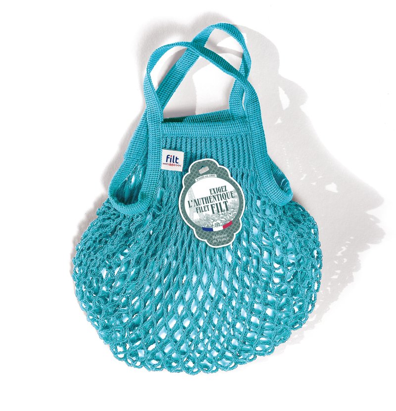 French Filt Mesh Bag Magnificent Blue Bleu Joyau - กระเป๋าถือ - ผ้าฝ้าย/ผ้าลินิน 