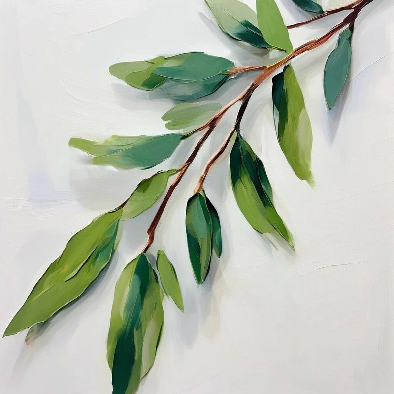 Eucalyptus Abstract painting, Eucalyptus branch sunflower wall art - โปสเตอร์ - ผ้าฝ้าย/ผ้าลินิน หลากหลายสี