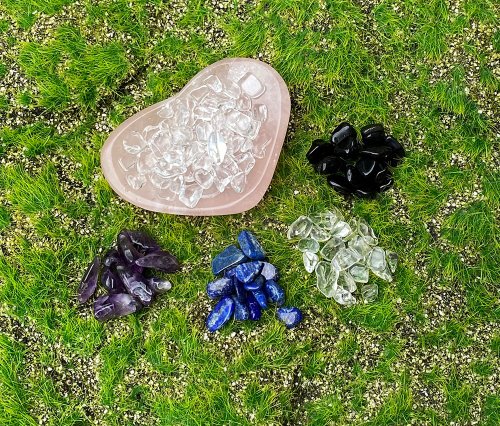 fitter 彩虹粉晶愛心盤x 天然水晶消磁石 凈化充電消磁套組 旺桃花愛情