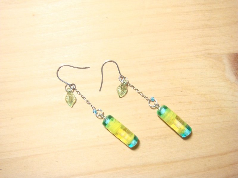 Grapefruit Forest Glass-Lemon Candy-Glass Earrings- (Can be changed to clip-on without price increase) - Earrings & Clip-ons - Glass Multicolor