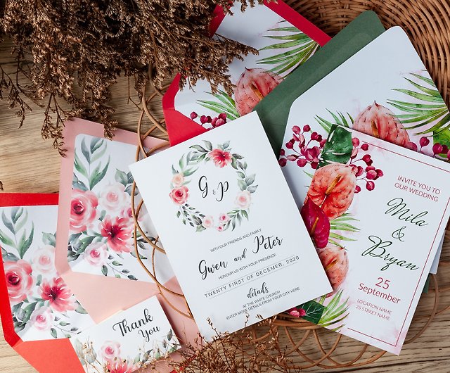 5x7 Vintage Floral Custom wedding envelope liners (100 pcs/1 pack) - Shop  papersbkk Envelopes & Letter Paper - Pinkoi