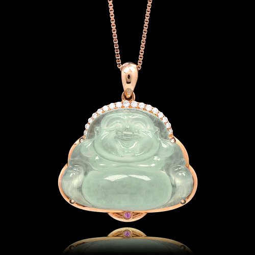 正佳珠寶 Gemsrich Jewelry 【正佳珠寶】翡翠 冰玻璃種大肚佛吊墜 4.3g 彌勒佛吊墜 天然A貨