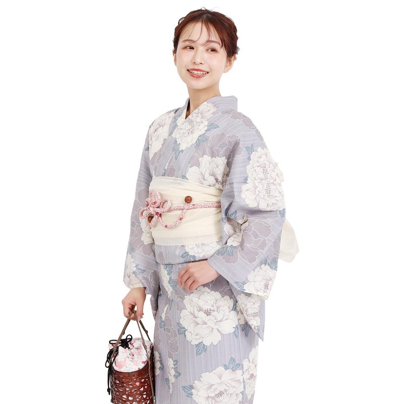 日本 和服 浴衣 女性 浴衣 腰封 2件組 S/F Size x23S/F-16 - 其他 - 棉．麻 紫色