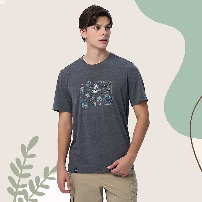[Wildland Wilderness] Mountain props functional perspiration T-shirt male 0B11626-93 dark gray - เสื้อยืดผู้ชาย - เส้นใยสังเคราะห์ สีเทา