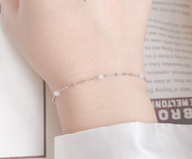 Moonstone 925 Sterling Silver Fruit String Small Ball Bracelet