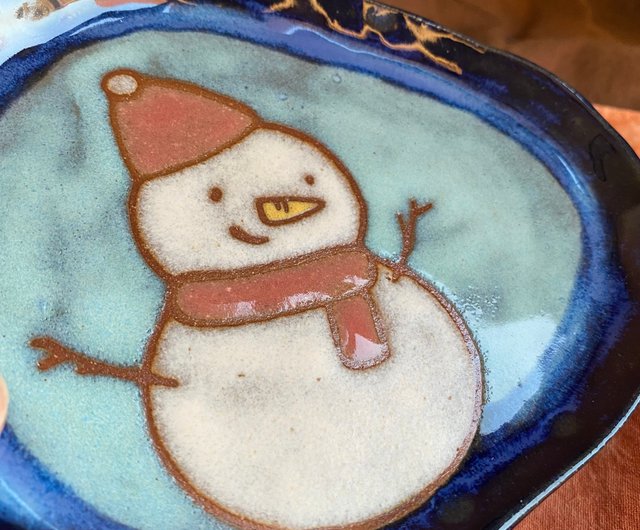 特大　雪だるまのイラスト付き皿 4つ仕切り　約16×46×3.5（縦　横　高さ） 11275_3.jpg
