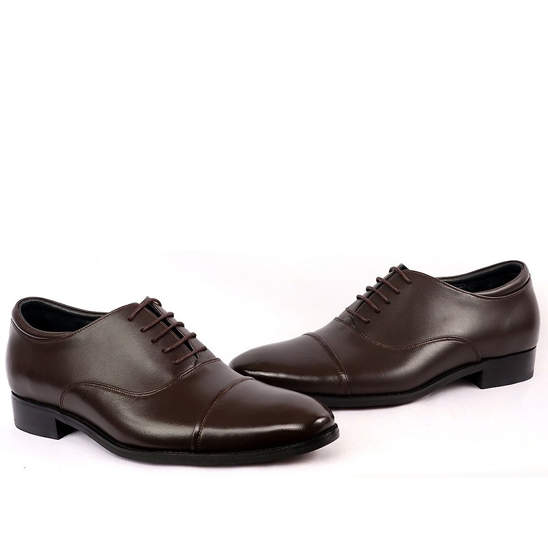 sixlips classic three-joint horizontal oxford shoes - รองเท้าอ็อกฟอร์ดผู้ชาย - หนังแท้ สีนำ้ตาล