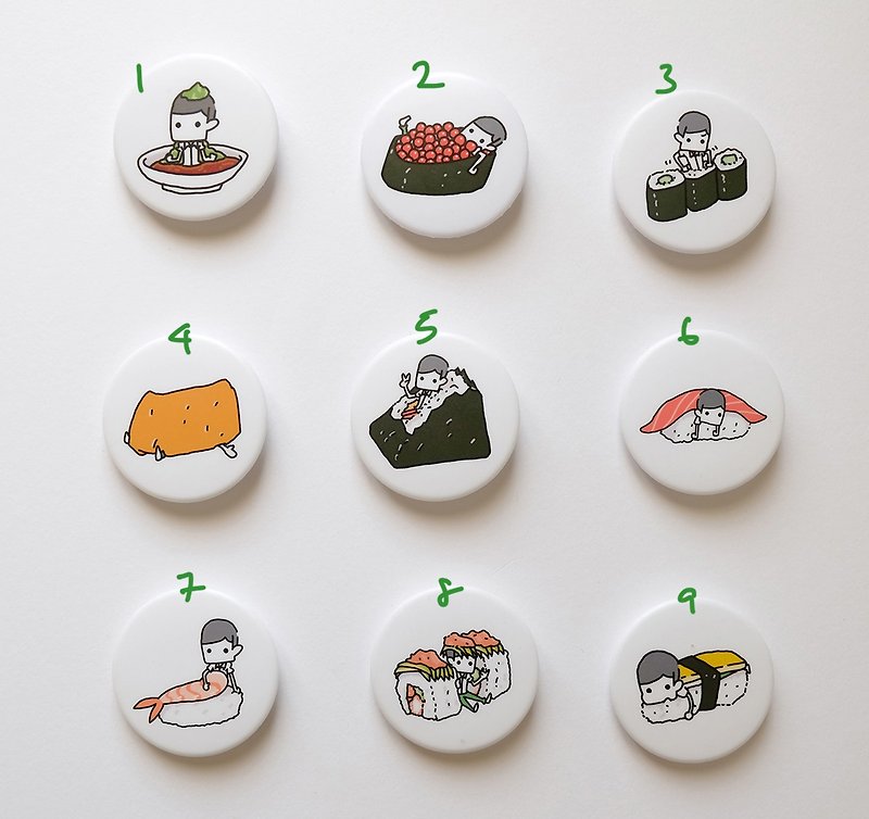 Sushi 44mm Badge / 3 in - Badges & Pins - Plastic White