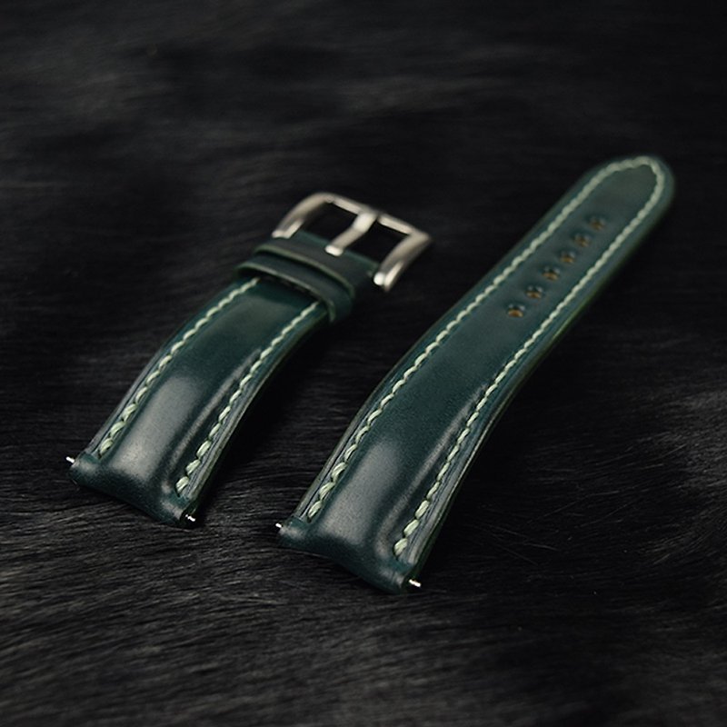 Sweat-resistant Holvin Green Cordovan Handmade Retro Strap Water Ghost Concas Seamaster Fifty Hundred Customs - Watchbands - Genuine Leather 
