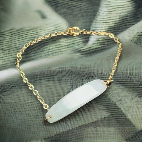 瓔珞珠寶盒 E.L.Jewelry Box 【平安無事】冰種翡翠平安無事牌手鏈14K金|天然緬甸翡翠A貨|送禮