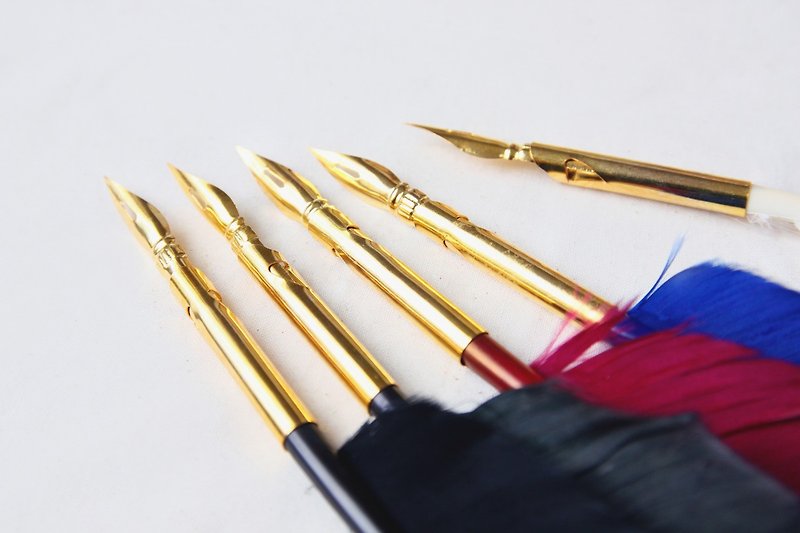 【ゴールデンペンヘッド】フェザーメタルつけペン|ライティングステーショナリーヨーロピアンスタイルレトロルイウェンタン - 万年筆 - その他の素材 ゴールド