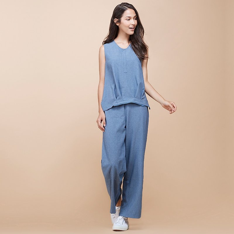 【MACACA】Dream Fearless 2-way Jumpsuit BQE8063 Blue Strip - Overalls & Jumpsuits - Polyester Blue