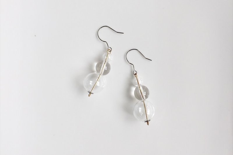 About the transparent dialogue white crystal glass bubble earrings - Earrings & Clip-ons - Glass Transparent