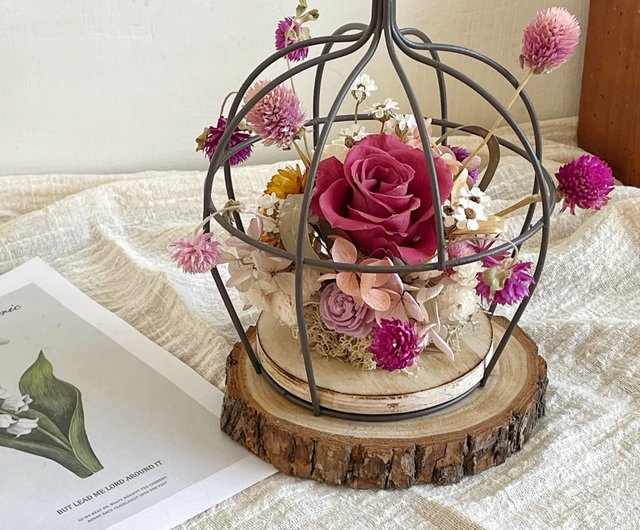 不滅のバラドライフラワーケージフラワーバードケージペンダントピーチ