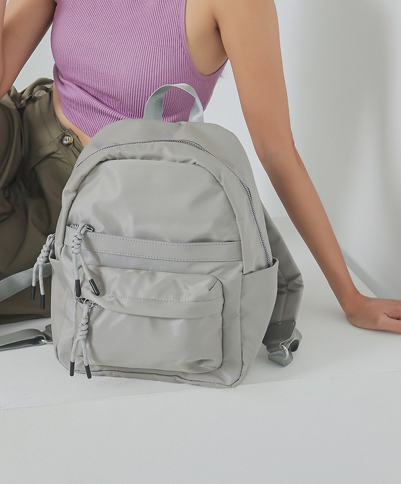 supportrole multi-layered large-capacity trendy neat leisure backpack gray - กระเป๋าเป้สะพายหลัง - ไฟเบอร์อื่นๆ สีเทา