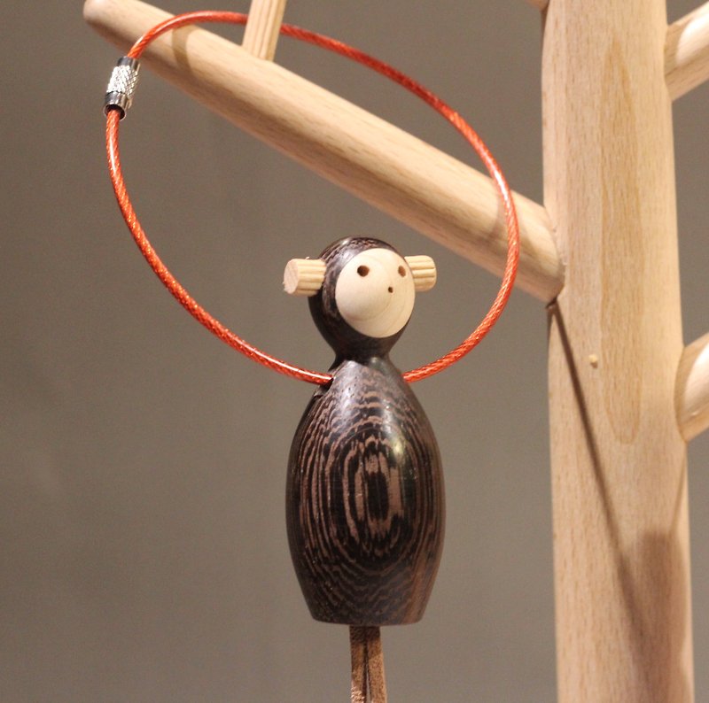 芭蕾猴鑰匙圈 - 鑰匙圈/鎖匙扣 - 木頭 咖啡色