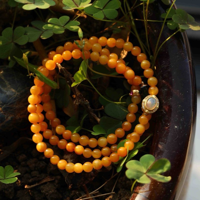 Natural chicken fat yellow Wax opal accessories tourmaline multi-circle bracelet necklace with shape design - สร้อยข้อมือ - เครื่องประดับพลอย สีเหลือง