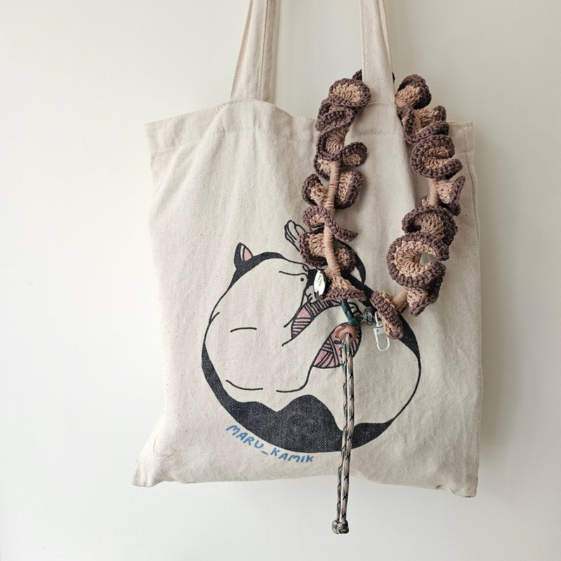 Braided mobile phone lanyard/drink carrying rope-Milk Tea - Beverage Holders & Bags - Cotton & Hemp Khaki