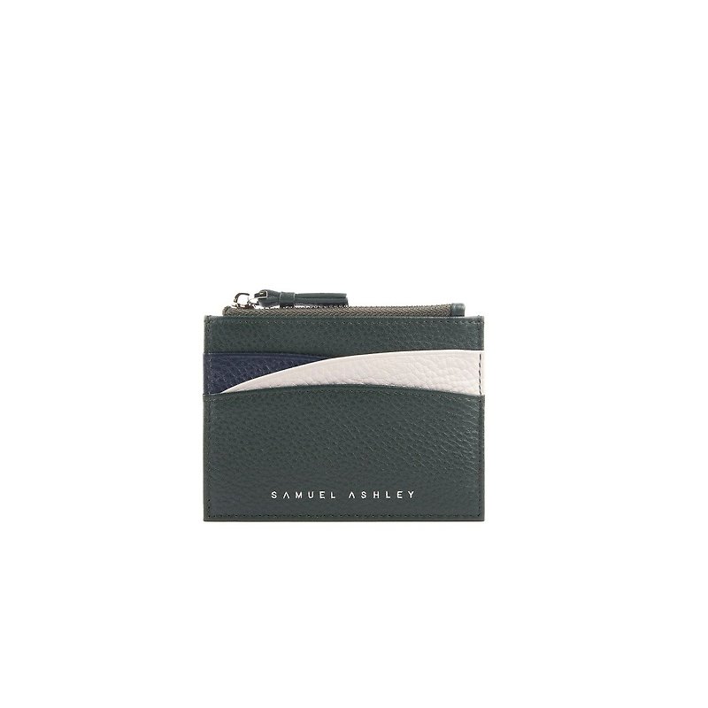 【Valentine&#x27;s Day Gift Idea】Amber Top Zip Leather Card Holder - Loden