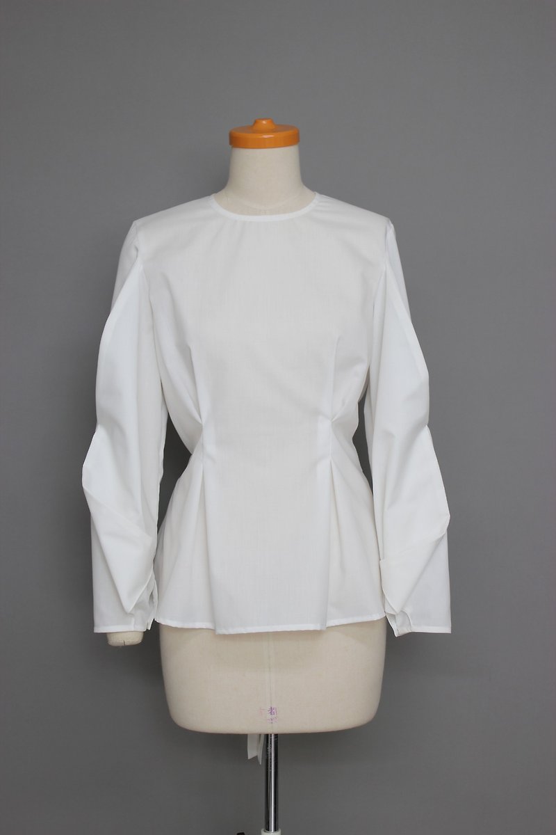 round neck lace sleeve top - Women's Tops - Cotton & Hemp White