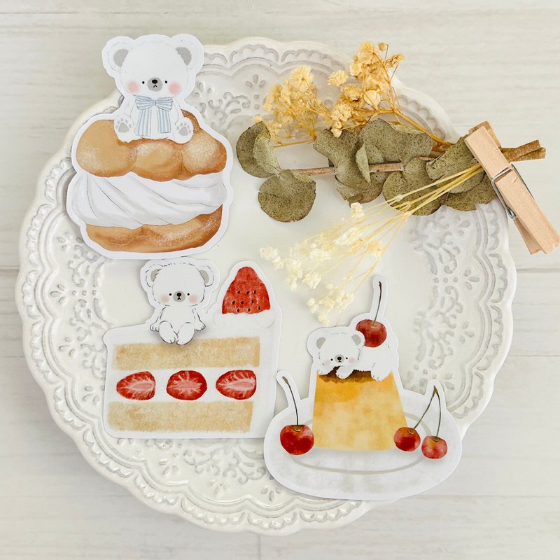 【ステッカー】しろくまくんとスイーツ３design【sticker】 - 貼紙 - 紙 多色