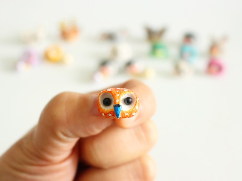 Owl Earring - single earrings - ต่างหู - ดินเผา สีส้ม