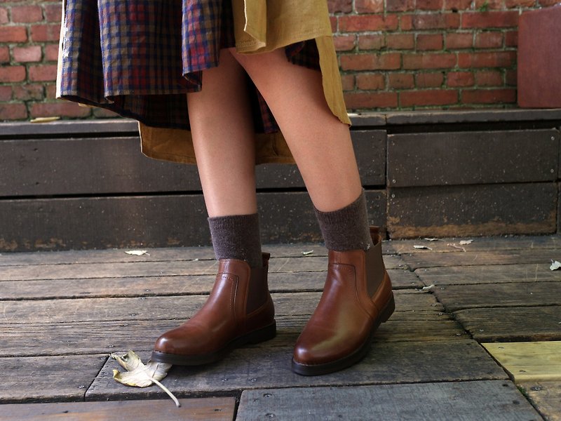 【Northern Forest】Chelsea booties - Light brown - รองเท้าบูทสั้นผู้หญิง - หนังแท้ สีนำ้ตาล