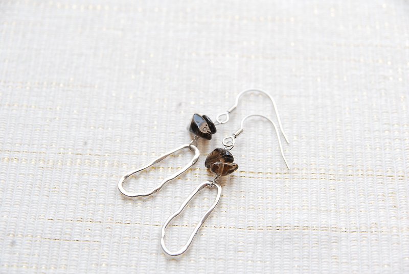 Distorted hoop earrings smoky quartz - Earrings & Clip-ons - Gemstone Brown
