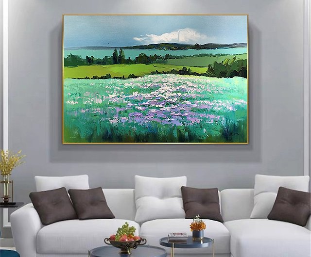 手描きの油絵の客間のソファーの背景壁の掛け絵の大幅な水墨画 | shop ...