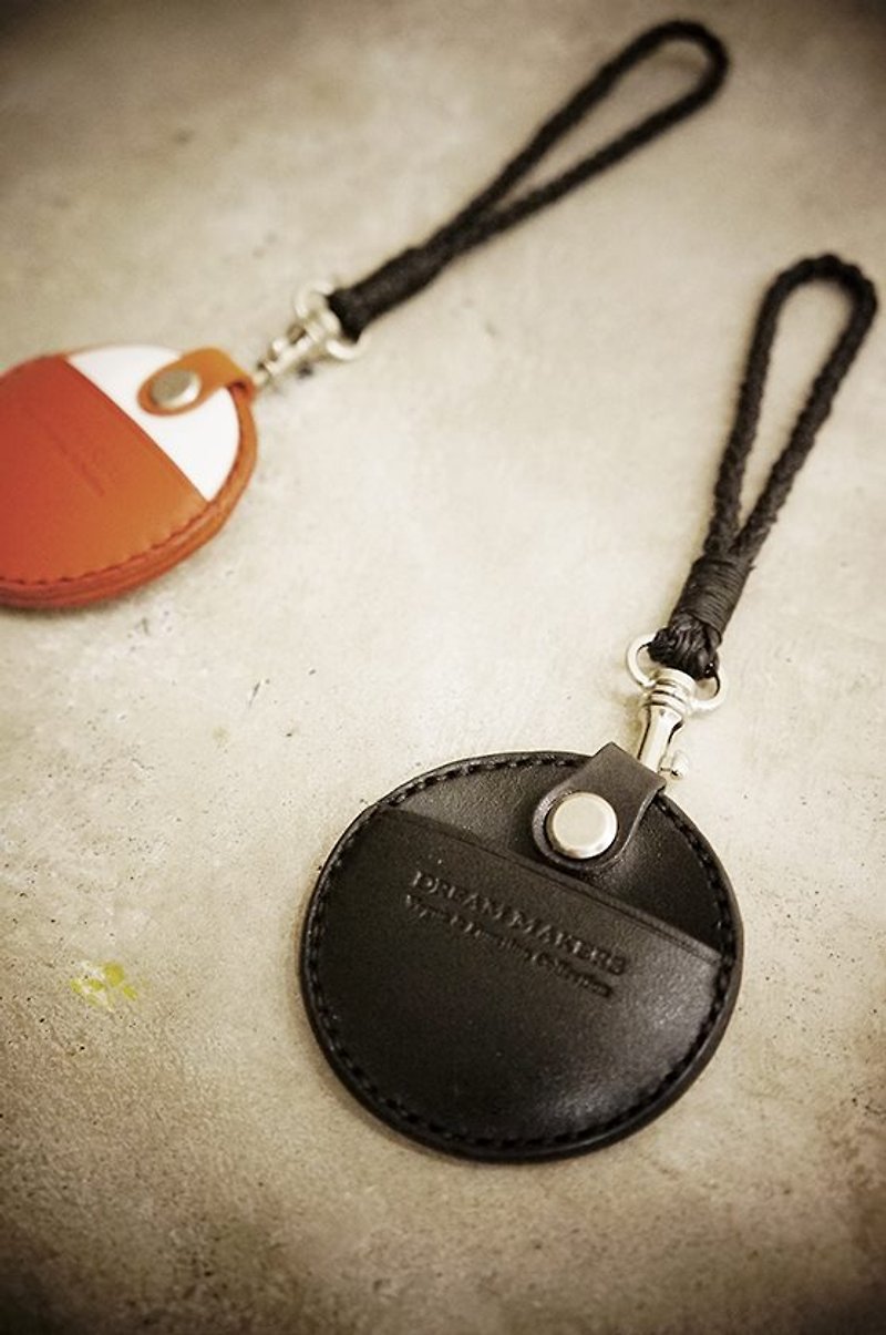 gogoro leather key ring + hand Wax thread - Keychains - Genuine Leather 