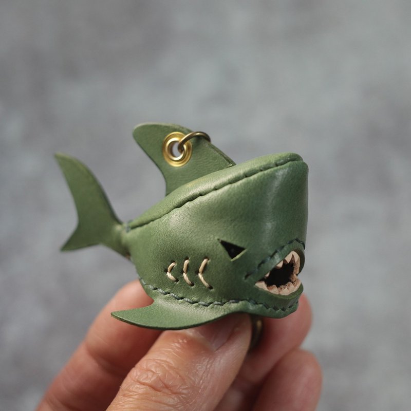 ONE+ Bruce shark Key holder - Keychains - Genuine Leather Green