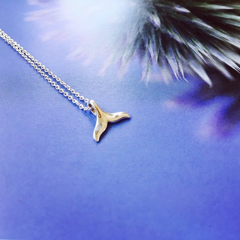 925 sterling silver• big whale tail necklace - สร้อยคอ - เงินแท้ สีเงิน