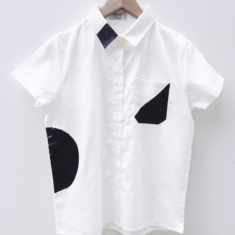 Black Angle Shirt :  handmade painting - Women's Tops - Other Materials White