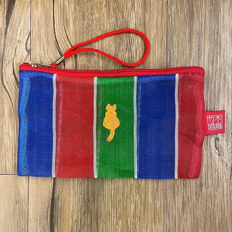 みかん猫刺繍茄子収納袋 - 小銭入れ - プラスチック 多色