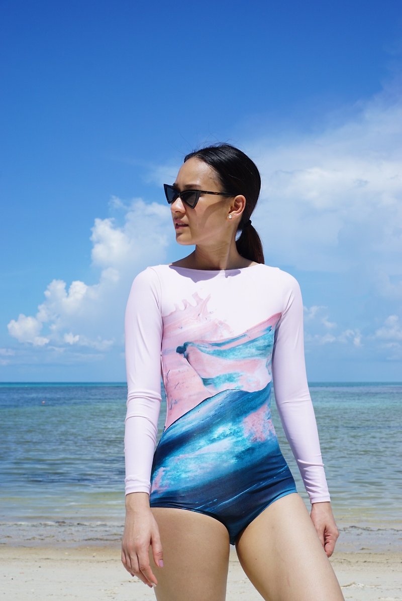 La Rose Long Sleeve Swimsuit - Women's Swimwear - Polyester Pink