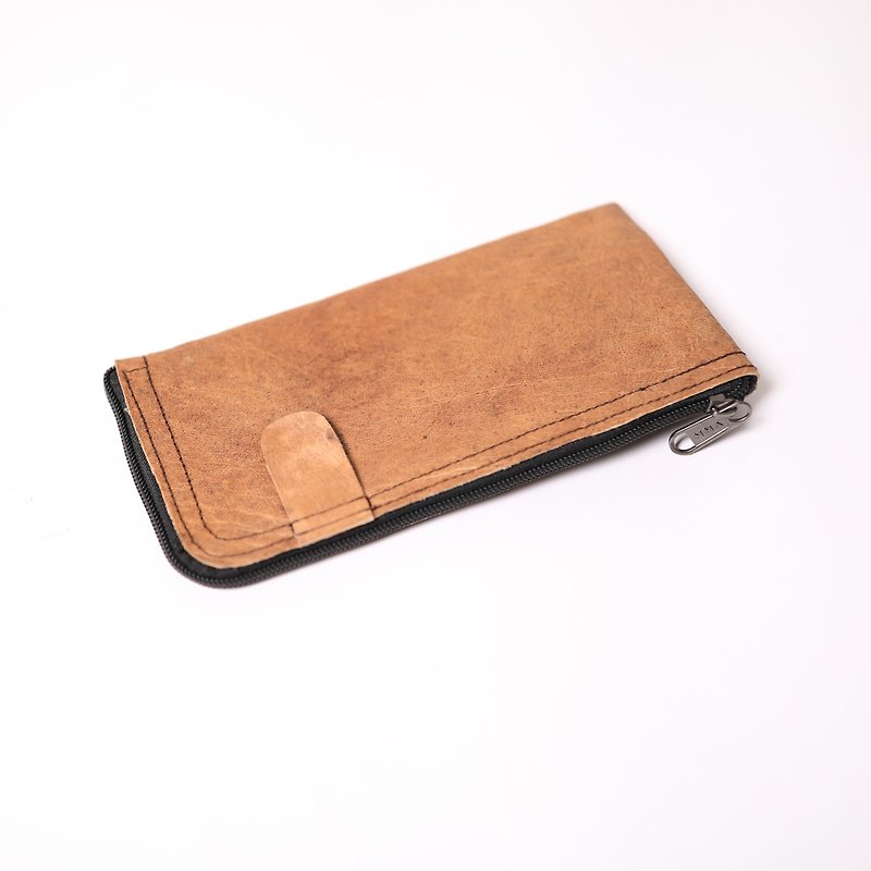 recycled leather purse-fair trade - Wallets - Genuine Leather Khaki