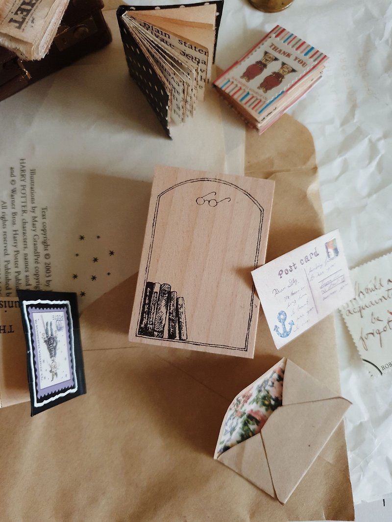 書本框框 橡皮章 - 印章/印台 - 木頭 咖啡色
