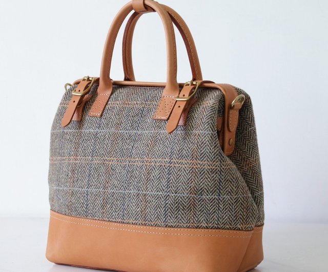 Wool and leather doctor bag Harris Tweed warm to the heart autumn