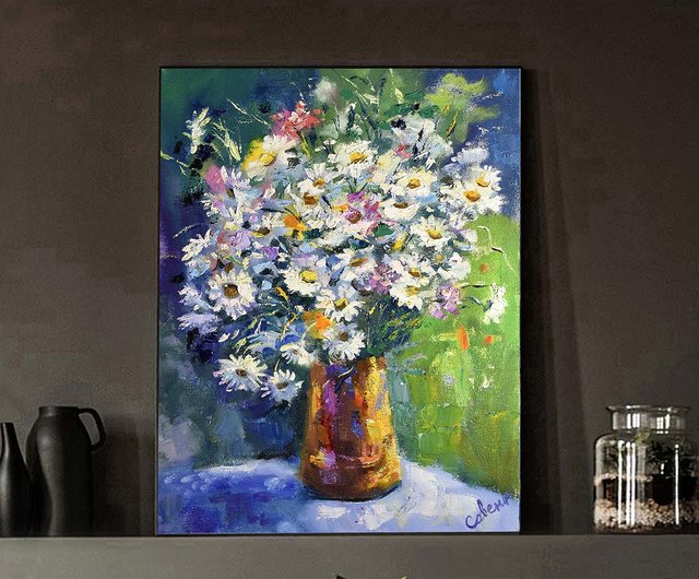 絵画　油絵　ユリ　大きい　花の絵　キャンバス ユリの花の絵画 オリジナル油絵 モダンな壁装飾 キャンバスに