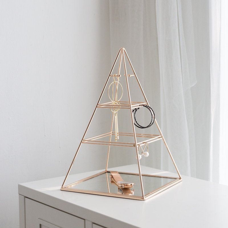 Shining gold pyramid jewelry display stand new year gift - Storage - Other Metals Gold