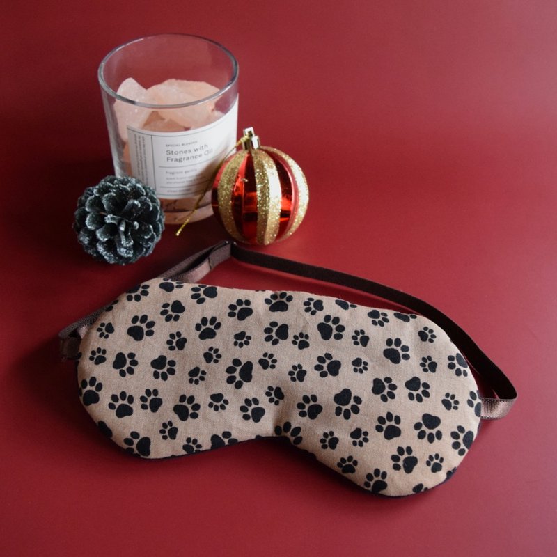 日本眼罩 肉球腳印 | Brown | 眼罩 | 有附收納袋 - 眼罩 - 棉．麻 咖啡色