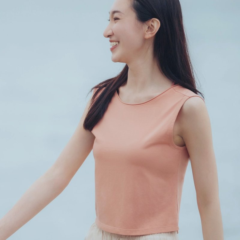 【MACACA】日勻罩衫 - AIA1545 磚粉 - 女運動上衣/背心 - 棉．麻 粉紅色