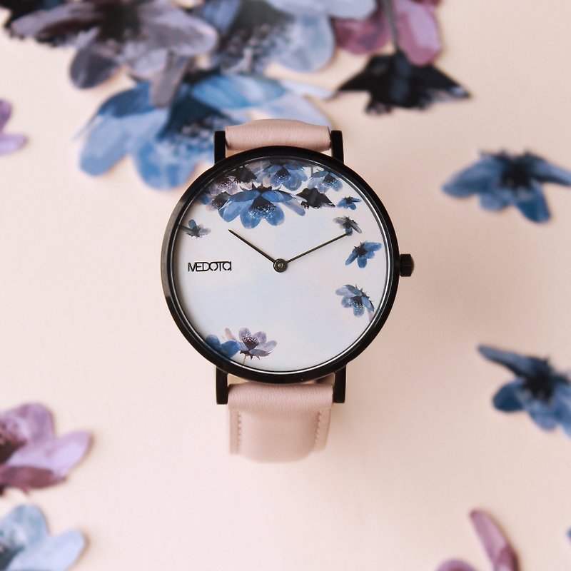 Blossom collection pink leather strap ladies watch / BO-8801 - นาฬิกาผู้หญิง - โลหะ 