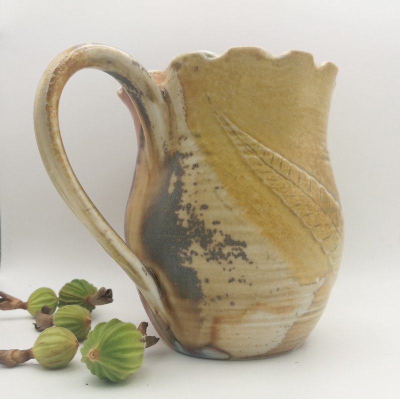 柴燒蕨類茶海公道杯 茶具 陶藝 陶藝 茶壺 茶杯 - 茶壺/茶杯/茶具 - 陶 金色