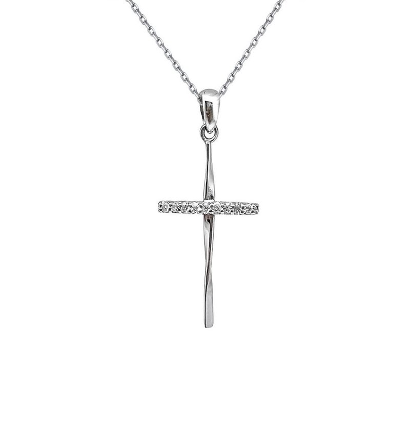 十字架鑽石項鍊 天然南非鑽石 0.07克拉 14K 天然鑽石墜子 - 項鍊 - 鑽石 